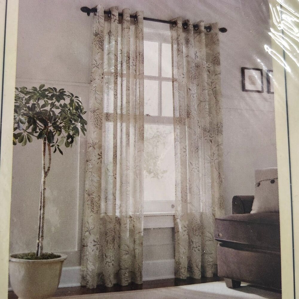 Two 50x84 Desert Khaki Linden Street JCP Spring Valley Grommet Curtain Panels